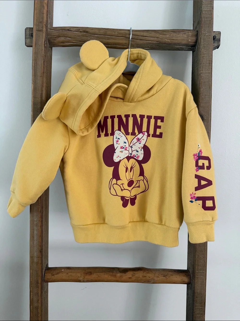GAP Yellow Minnie Mouse Hooded Sweatshirt with Ear Details